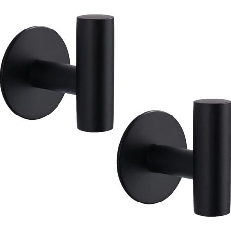 2er Set selbstklebende Wandhaken Badezimmer schwarz Edelstahl 304, starke Traglast, ohne Bohren für Handtuch (1/5)