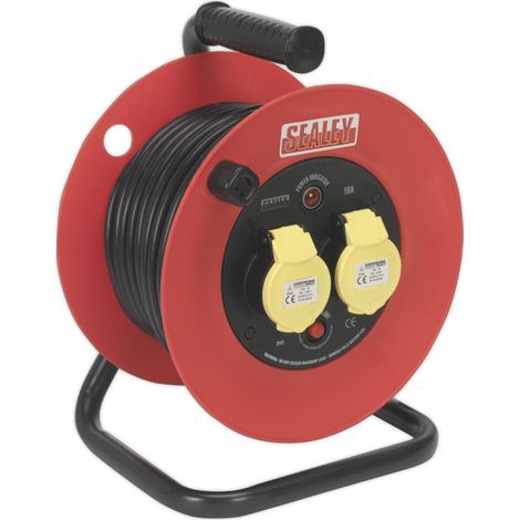 Sealey 25m Heavy-Duty Cable Reel with Thermal Trip 2 x 110V CR12515
