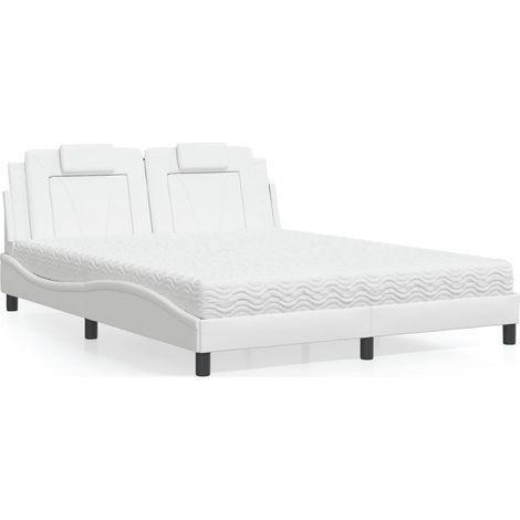 Lit Viana avec matelas blanc 160x200 cm similicuir