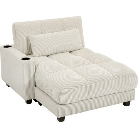 Sofa-Bett mit Kissen, Schaumstoff, zum Bett umwandelbar, Becherhalter, Cremeweiß