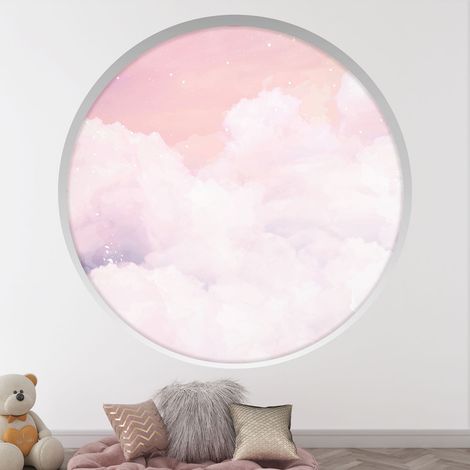 Stickers Trompe l'oeil Arche ronde Enfants - Nuages - Diamètre 30 cm (1/4)