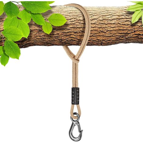 Corde de Hamac, 100cm Sangle de Balançoire avec Crochet (400lbs) Arbre Suspension Materiel en Polyester Fauteuil Suspendu Fixation Kit, Jusqu'à 2500lbs, 10mm de Diamètre, Naturel (1/5)
