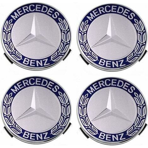 Enjoliveurs et jantes Cache-moyeu compatible avec Mercedes - Benz 75 mm - bleu, lot de 4 (1/2)