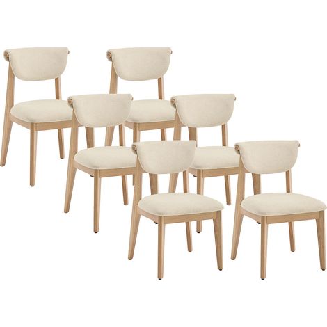 Sedia in tessuto Bouclette e legno di Hevea - Crema - Lotto di 6 - GABIEL (1/5)
