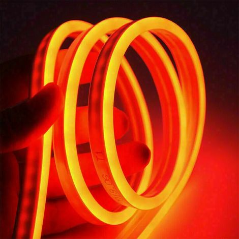 Striscia LED Neon Flex 5m IP65, Flessibile, Impermeabile, 12V, 600 LEDs Arancione