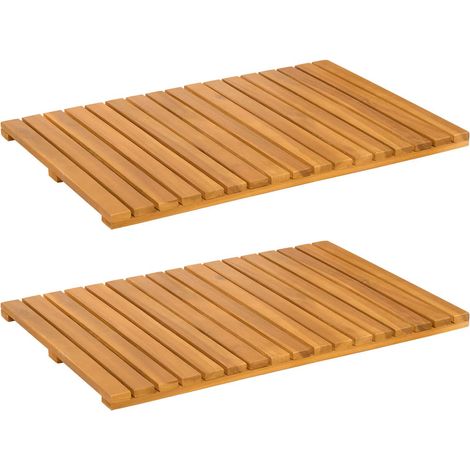 Alfombrilla de baño Liso Marrón 60 x 40 cm Madera vidaXL