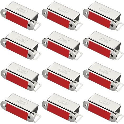Set mit 12 magnetischen Türverschlüssen für Schränke, leistungsstarke magnetische Türverschlüsse aus Edelstahl, Magnetriegel für Möbel, Schubladen, Duschtüren, Kleiderschränke