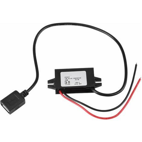 DC-DC Adaptateur abaisseur 12V / 24V à USB 5V 3A Convertisseur Convertisseur Étanche Convertisseurs De Câble (1/5)