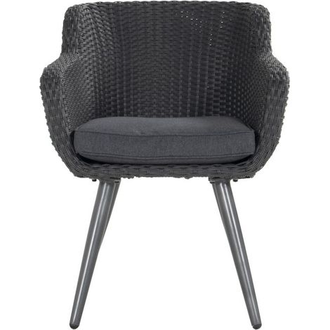 CHALET & JARDIN Chaise-fauteuil Amadora en résine tressée - pieds en aluminium - Anthracite (1/5)