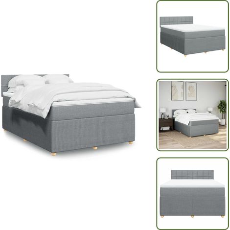 Sommier à lattes de lit avec matelas Gris clair 140x190cm Tissu - Sommier À Lattes De Lit - Sommiers À Lattes De Lit - Lit - Meuble De Chambre À Coucher (1/5)