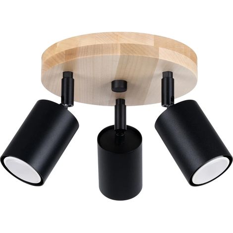Plafón Elluae negro, 3 luces (1/5)