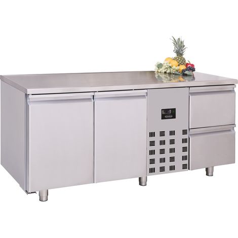Table réfrigérée 2 portes 2 tiroirs prof 700mm - Combisteel (1/4)