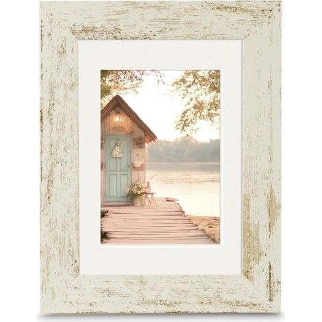 Cadre photo - Cottage - Blanc cassé - Effet vieilli - 20 x 30 cm