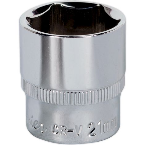 Sealey SP3821 Premier Fully Polished Socket 3/8""Sq Drive 21mm