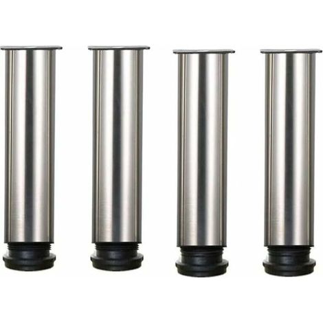 Lot de 4 pieds de meuble en acier inoxydable réglables en hauteur de 25 cm, idéal pour canapé, table, armoires. (1/4)