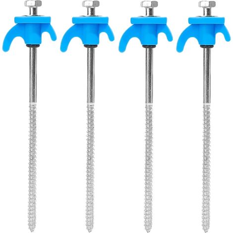 Estacas para tienda de campaña, fabricadas en acero al carbono, ligeras y portátiles, color azul - 4 unidades (1/2)