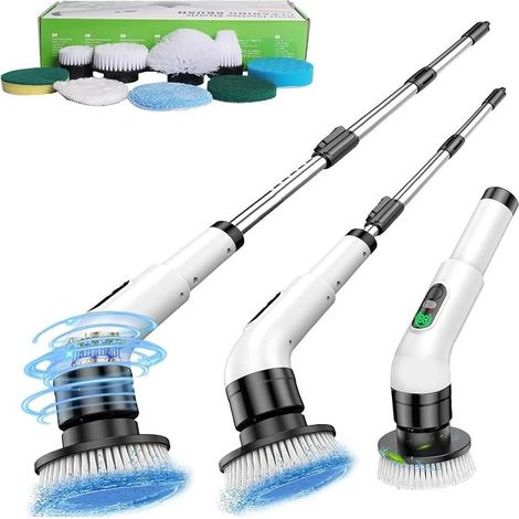 Electric Cleaning Brush Rotating Brush Cleaning Brush Electric Cordless Cleaning Brush with Telescopic Handle Adjustable for Bathroom Floor Home (1/3)
