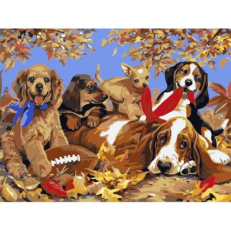 Pintura por números - Perros de 30x40 cm