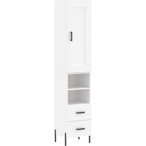 Aparador buffet cómoda armario mueble organizador cocina salón salón alto 34,5 x 34 x 180 cm madera contrachapada blanco 020032348