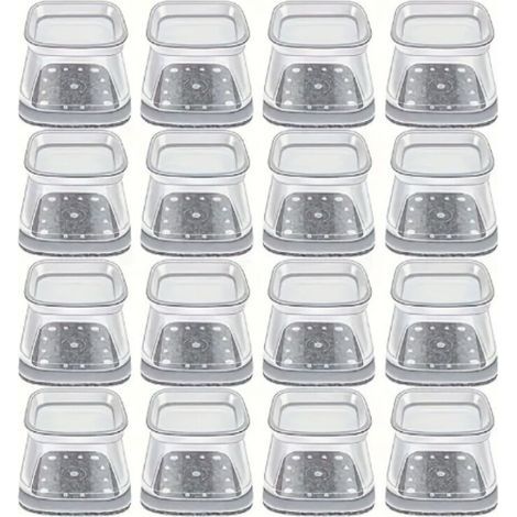 Lntyq 16pcs Carré Protection Pied de Chaise Silicone, Patin de Chaise, Protections de Sol en Silicone Transparent pour Sols en Bois Dur et Carrelage, pour Pieds de Chaise avec Patins en Feutre (1/5)