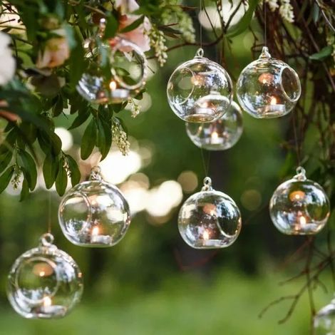 Sechs 10 cm große, hängende Glaskugelvasen aus transparentem Glas, Blumentöpfe, Pflanzgefäße, umweltfreundliche Flaschenbehälter für die Landschaftsgestaltung, Hochzeitsdekorationen für Teepartys (1/2)