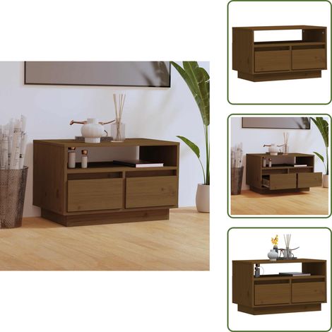 Armadio tv - vidaXL Mobile Porta TV Ambra 60x35x37 cm in Legno Massello di Pino - Armadio in legno