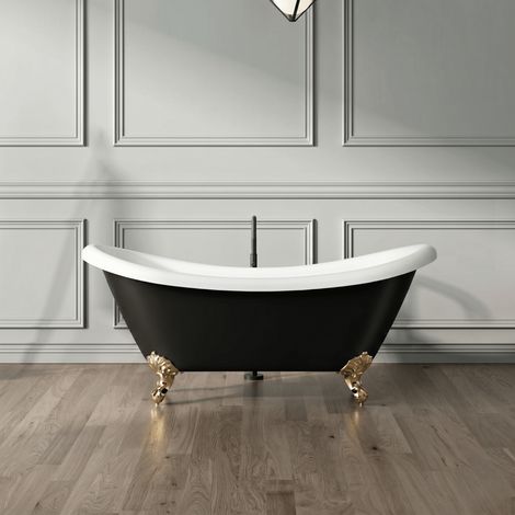 Bañera con patas DARLINGTON NEGRA 175 cm patas ÁGUILA DORADAS