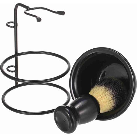 Ensemble support et bol à blaireau en métal, bol à savon, mug en plastique pour hommes, outils de rasage de barbe (1/5)