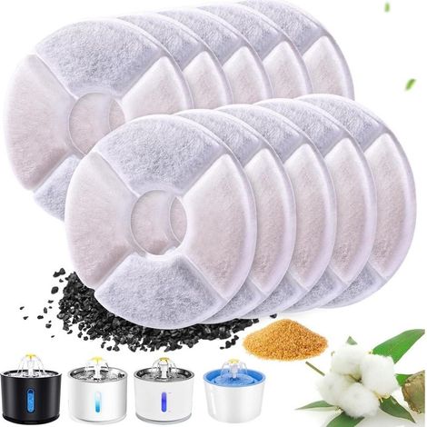 Filter Fountain Water Cat, 10PCS Filters of Fountain to Water Replacement Round Replacement Filter of Dog/Cat , of Fountain Enfant Familier with Charcoal Actif (1/5)