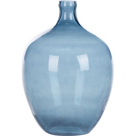 Jarrón de vidrio azul 39 cm hecho a mano accesorio decorativo mesa moderno interior Roti