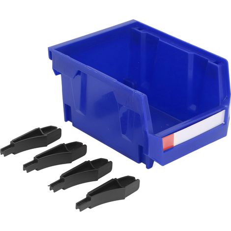 Ortviai Boîte de Rangement pour Pièces détachées en PP Épais, Inclinée, Murale et Empilable – 135 x 105 x 76 mm, Bleu