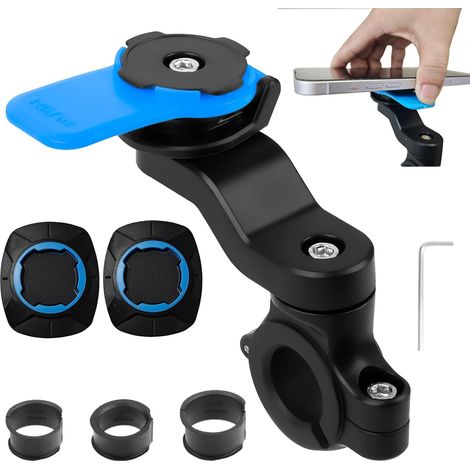 Lot de 3 bleu Universel Handlebar Mount Support de Téléphone Portable Amovible pour Vélo, Support de Téléphone Portable Universel pour Vélo et Moto, pour Guidon de Moto Scooter 22,2 à 28,6 mm (1/5)