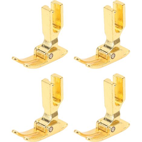 Lot de 4 pieds-de-biche industriels en acier inoxydable doré antirouille pour machine à coudre domestique (1/5)