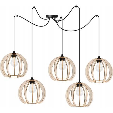 LÁMPARA DE TECHO COLGANTE LED MODERNA DE MADERA