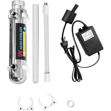 Stérilisateur d'eau UV en acier inoxydable 16 W, lampe à tube ultraviolet, désinfection directe de l'eau potable, purificateur d'aquarium (UE) (1/5)