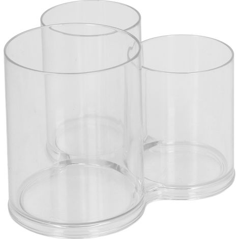 Lot transparent rond en plastique pour maquillage, pot cylindrique clair pour ranger pinceaux (1/5)