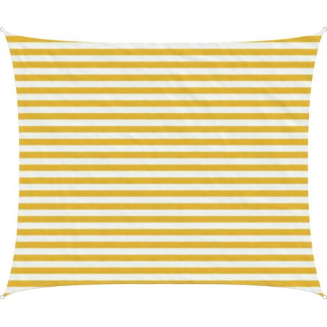 Sunshade Sail Yellow and White 2.5 x 3.5 m HDPE vidaXL