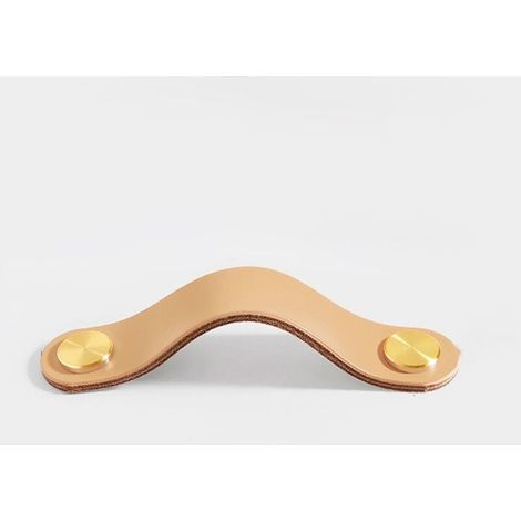 4pcs Poignée Meuble Cuir, Bouton Porte Placard Poignee Cuir Bouton de Tiroir, Poignee de Meuble Vintage pour Armoires, Commode, Cuisine, Salle de Bain (Beige, 128mm) (1/4)