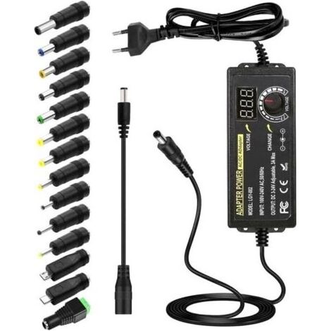 3A 72 W Adaptateur Secteur Universel,3V-24V avec Affichage LED Tension et 14 Embouts,pour Les Appareils Electroniques Domestiques (1/5)