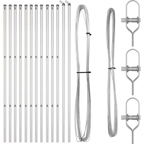 Poteaux de clôture 13 pcs Ø32 mm 210 cm en acier galvanisé CFW8175386 (1/5)