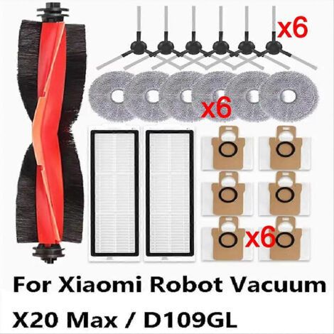 Accessoires pour aspirateur robot Xiaomi X20 Max / D109GL : brosse principale, brosses latérales, filtre HEPA, brosse de nettoyage. (1/5)