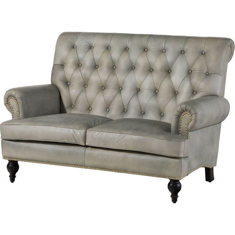CHESTERFIELD 206 Divano 2 posti - vera pelle / grigio 140x84x94