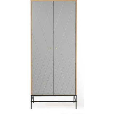 Armoire 2 Portes Design "Mian" 190cm Gris (1/5)