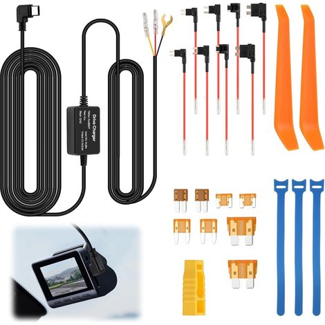 Dash Cam Hardwire Kit USB-C 3,2 M, Kit Câblage Dashcam pour Voiture 12V/24V, Câble Step-Down avec Protection Basse Tension pour Alimentation Continue, Surveillance Stationnement et Enregistrement Rout (1/5)