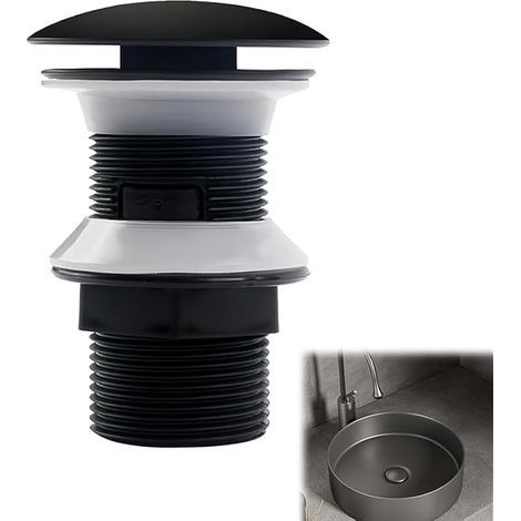 Bonde Lavabo Universelle Pop-Up, Bonde Clic Clac pour Éviers et Lavabos, Installation Facile, Étanchéité Maximale, Design Moderne pour Salle de Bain et Usage Commercial,Noir Mat