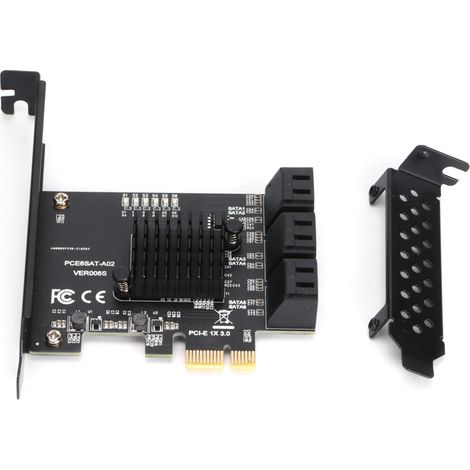 Tarjeta controladora SATA Plug and Play, tarjeta de expansión PCIe a SATA, con disipador de calor de aluminio y transmisión de alta velocidad, expansión de 6 puertos de alta estabilidad.