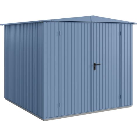 Hörmann Metall-Gerätehaus Berry Classic mit Satteldach Typ 2, 259 x 248 cm, taubenblau, 6,4 m², 2-flüglige Tür (1/5)