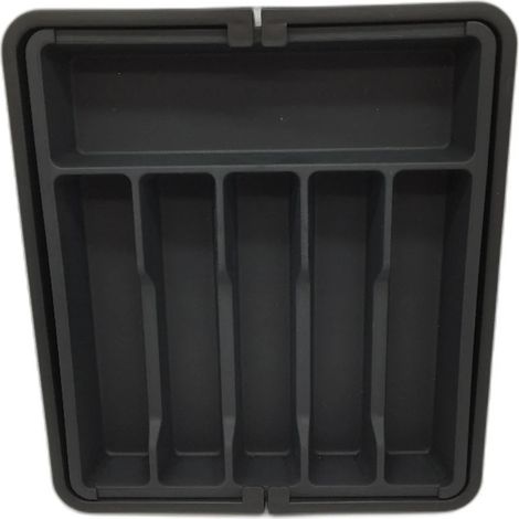 Boîte de rangement extensible pour vaisselle de cuisine noire de grande capacité (1/5)
