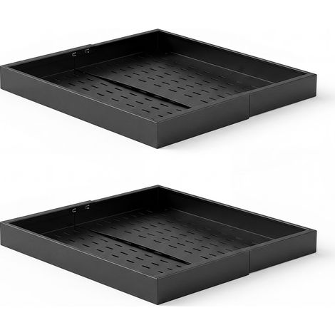 VEVOR Tiroir Coulissant Cuisine 2PCs Noir Organisateur de Placard Meuble, Rangement Cuisine Salle de Bain Garde-manger, Largeur Extensible 31-48 cm Profondeur 52 cm, Sans Percage avec Adhesives (1/5)