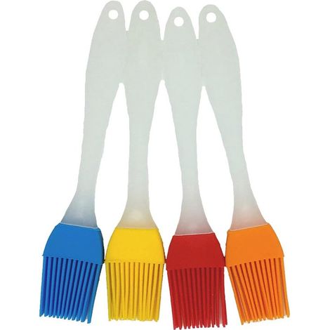 Pennello in silicone, pennello per griglia, da cucina, in silicone, pennello per pasticceria e pennello per barbecue, vari colori chiari - il miglior accessorio da cucina (pennello per olio, 4 pezzi) (1/5)